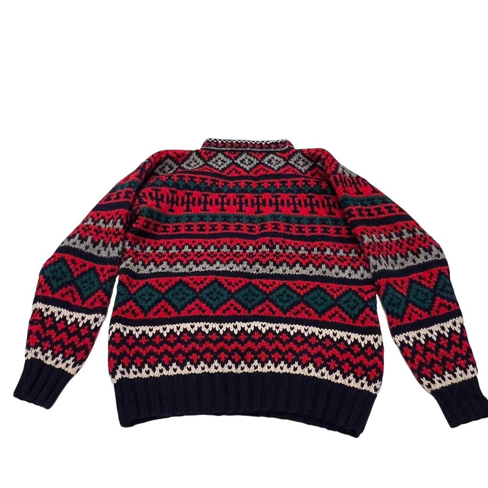 GAP Wool Fair Isle Pattern Sweater, Vtg, Navy, Red, Green, M